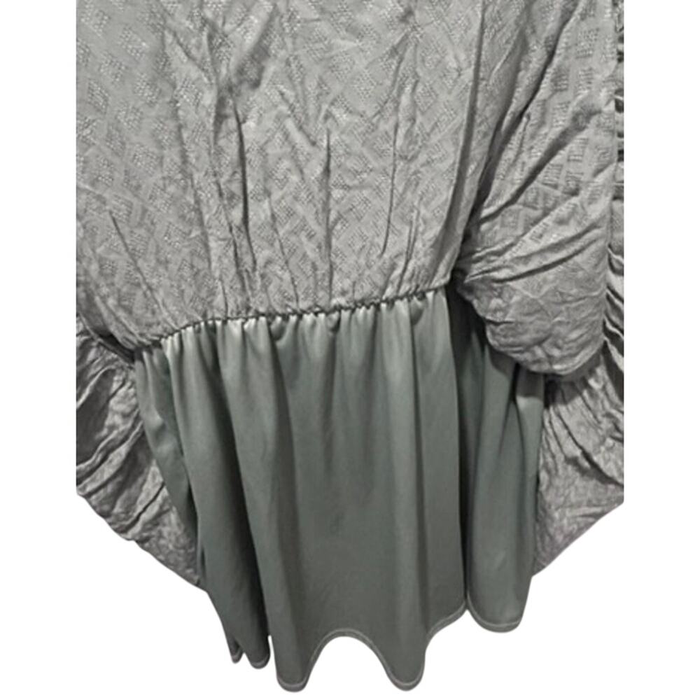 Altar'd State Frankie Sage Textured Babydoll Mini Dress Puff Sleeve - Picture 5 of 10